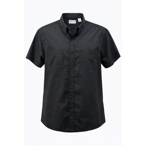 Friar Tuck Button Up Shirt Men XXL Black Short Sleeve Work Uniform Casual